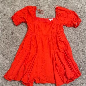 Red Puff Sleeve Dress